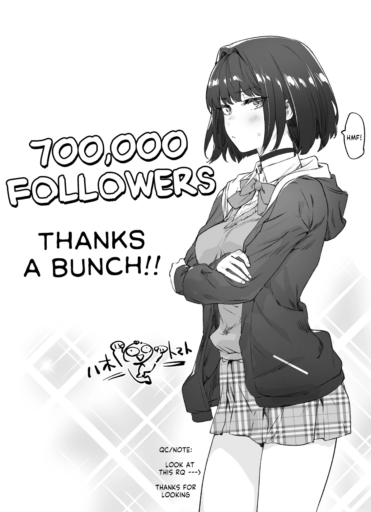 The Tsuntsuntsuntsuntsuntsuntsuntsuntsuntsuntsundere Girl Getting Less and Less Tsun Day by Day Chapter 12.5 page 1 - Chapter 12.5: 700000 Follower Thank You Notice
