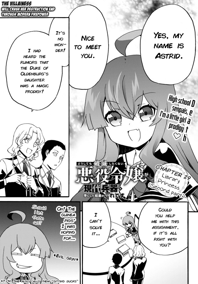 The Villainess Will Crush Her Destruction End Through Modern Firepower Chapter 30 page 1 - Chapter 30: Library Princess (Second part)