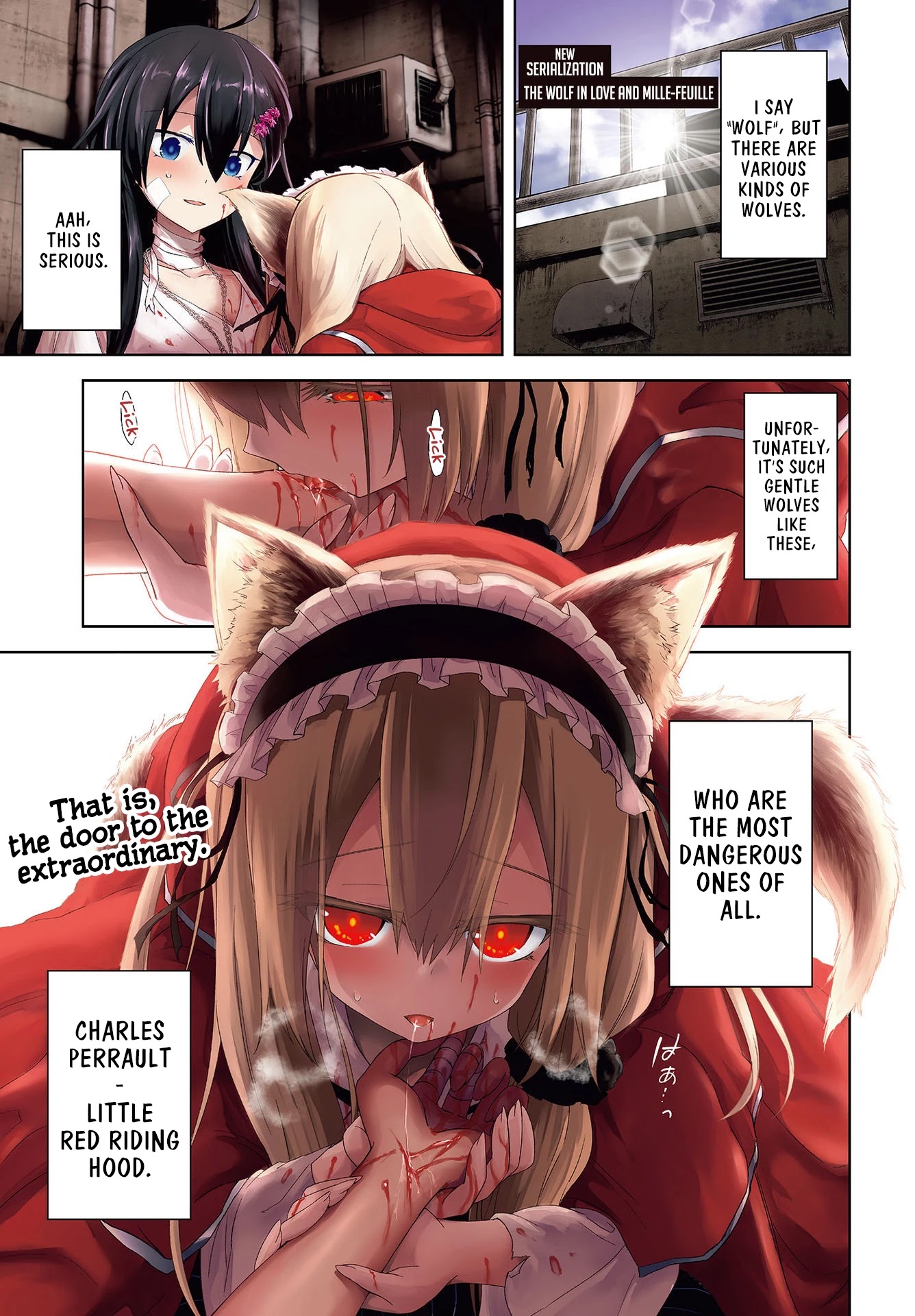 The Wolf in Love and Mille-Feuille Chapter 1 page 2 - Chapter 1: Märchen 1: Wolf and Little Red Riding Hood
