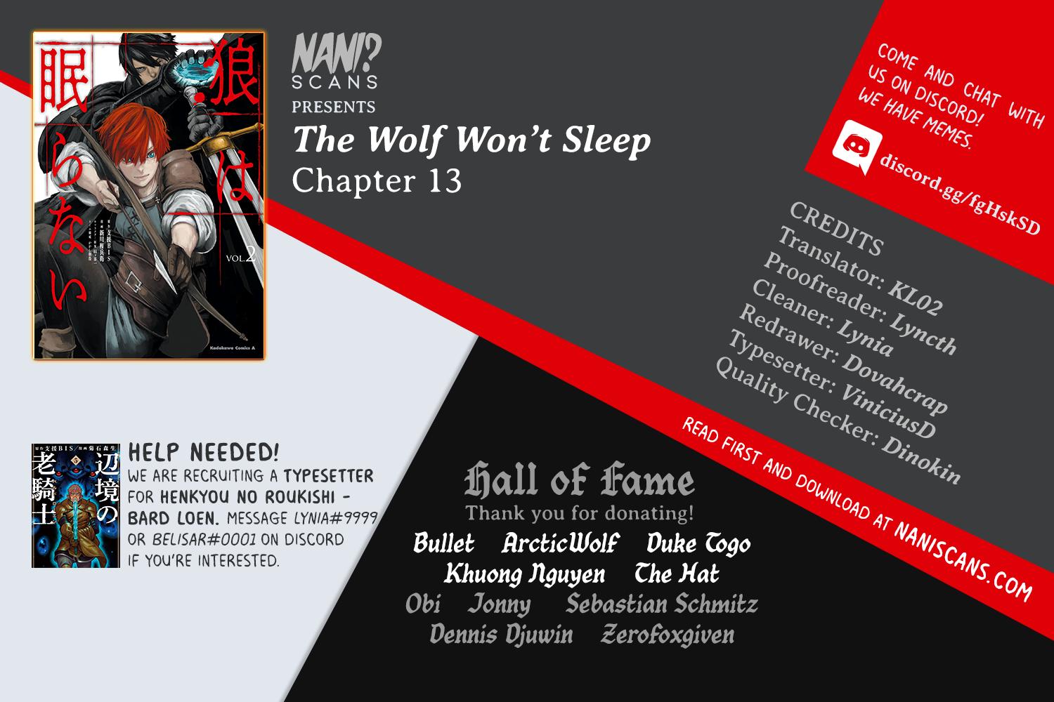 The Wolf Won't Sleep Chapter 13 page 1 - Chapter 13