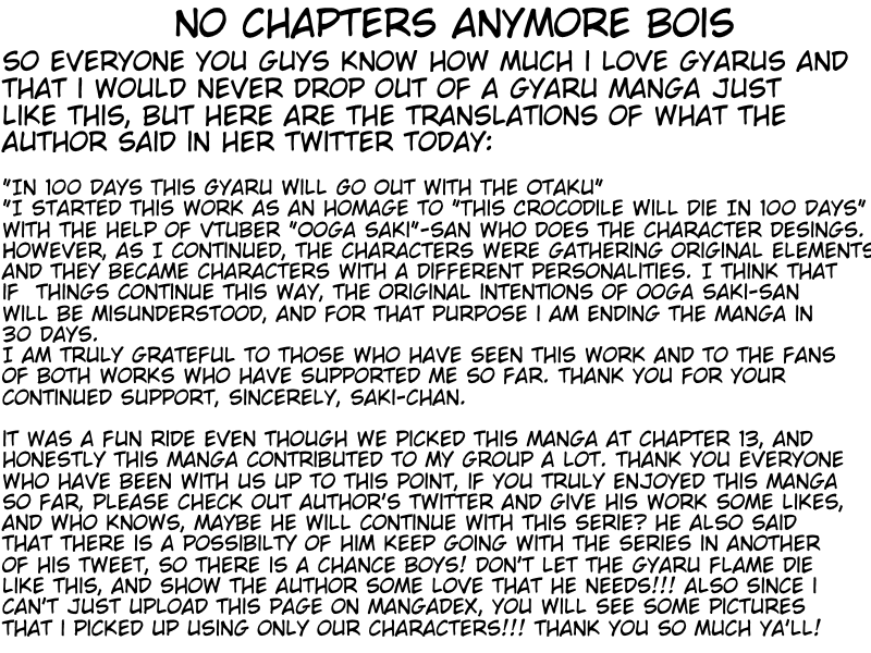 This Gyaru Will Date the Otaku in 100 Days Chapter 30.1 page 1 - Chapter 30.1: Last Day :(