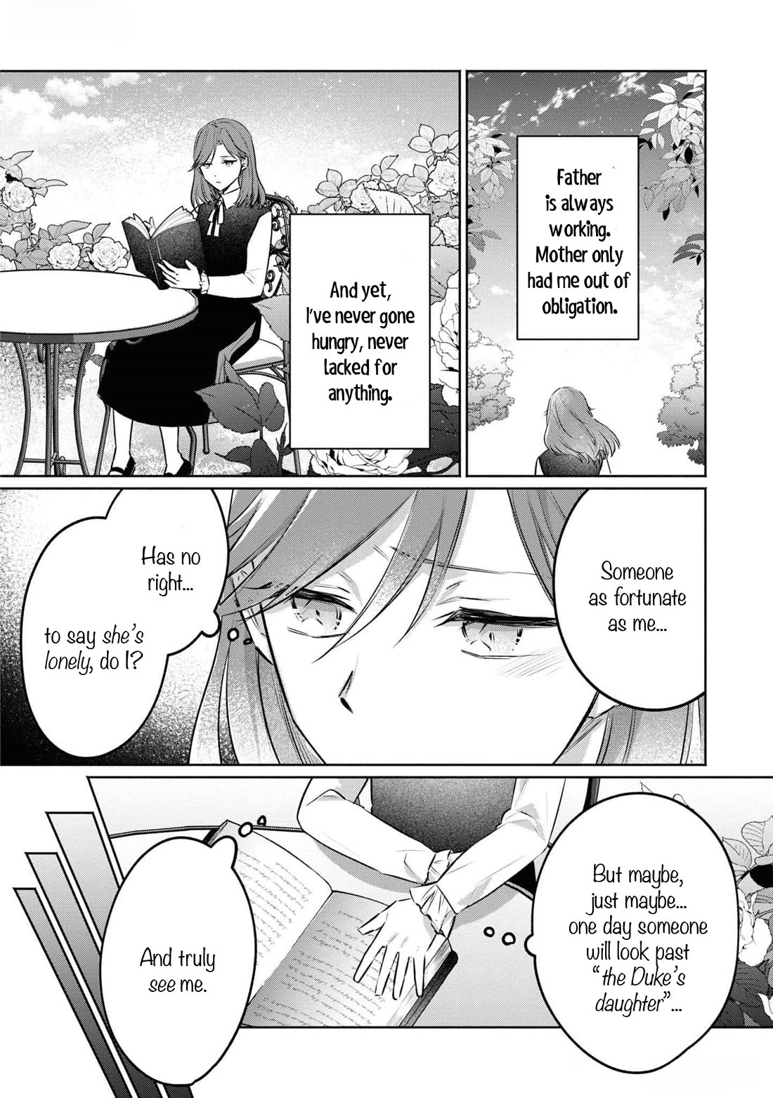 Though I May Be a Villainess, I'll Show You I Can Obtain Happiness! Chapter 11.4 page 9 - Vol.11 Chapter 4: The Scarlet Villainess Dyes the Rose of Pitch Black
