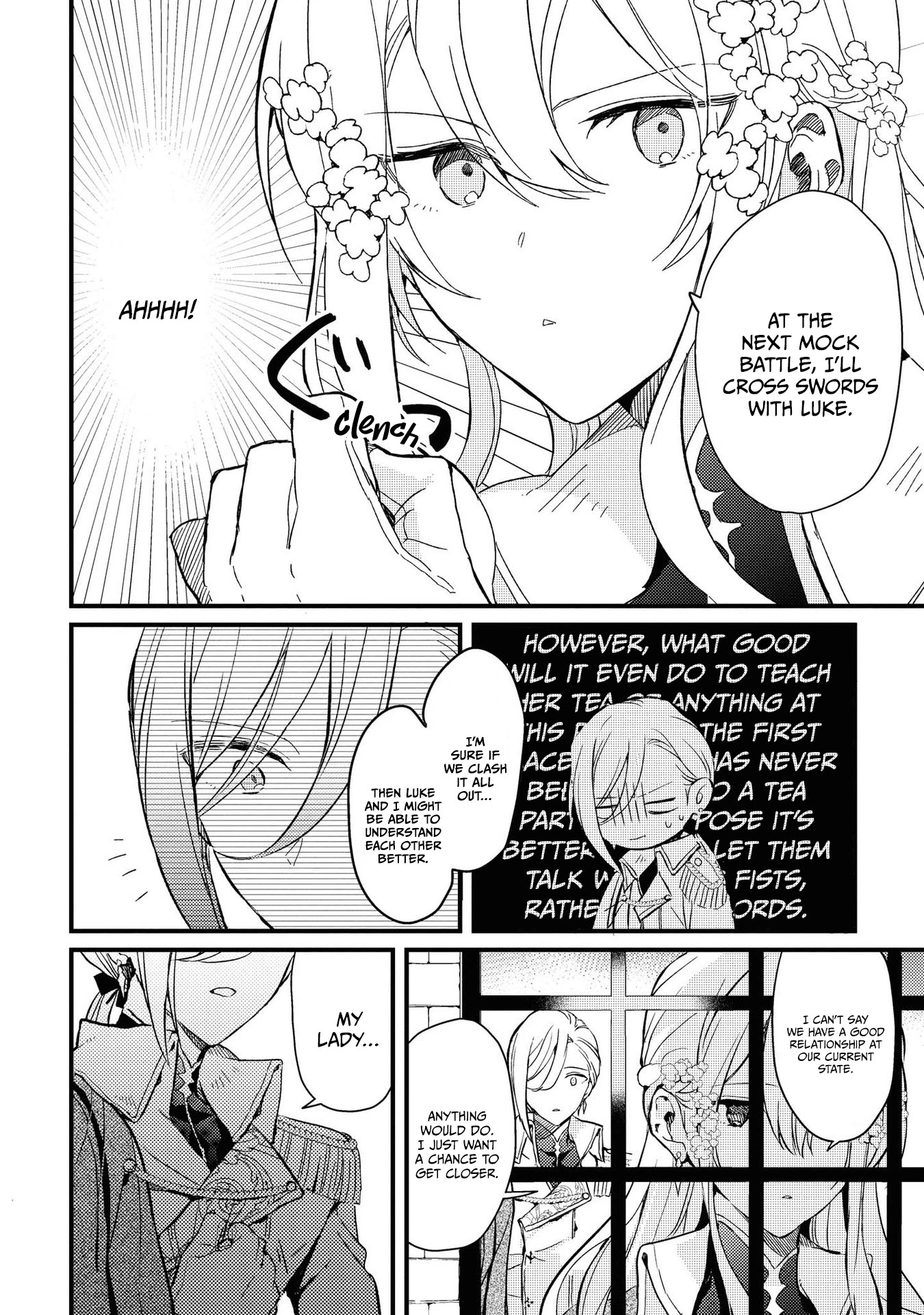 Though I May Be a Villainess, I'll Show You I Can Obtain Happiness! Chapter 4.2 page 12 - Vol.4 Chapter 2: The Kingdom's Most Feared Noble Lady Knight and a Tale Revolving Around her Sword, Fist, and Relationship Skills