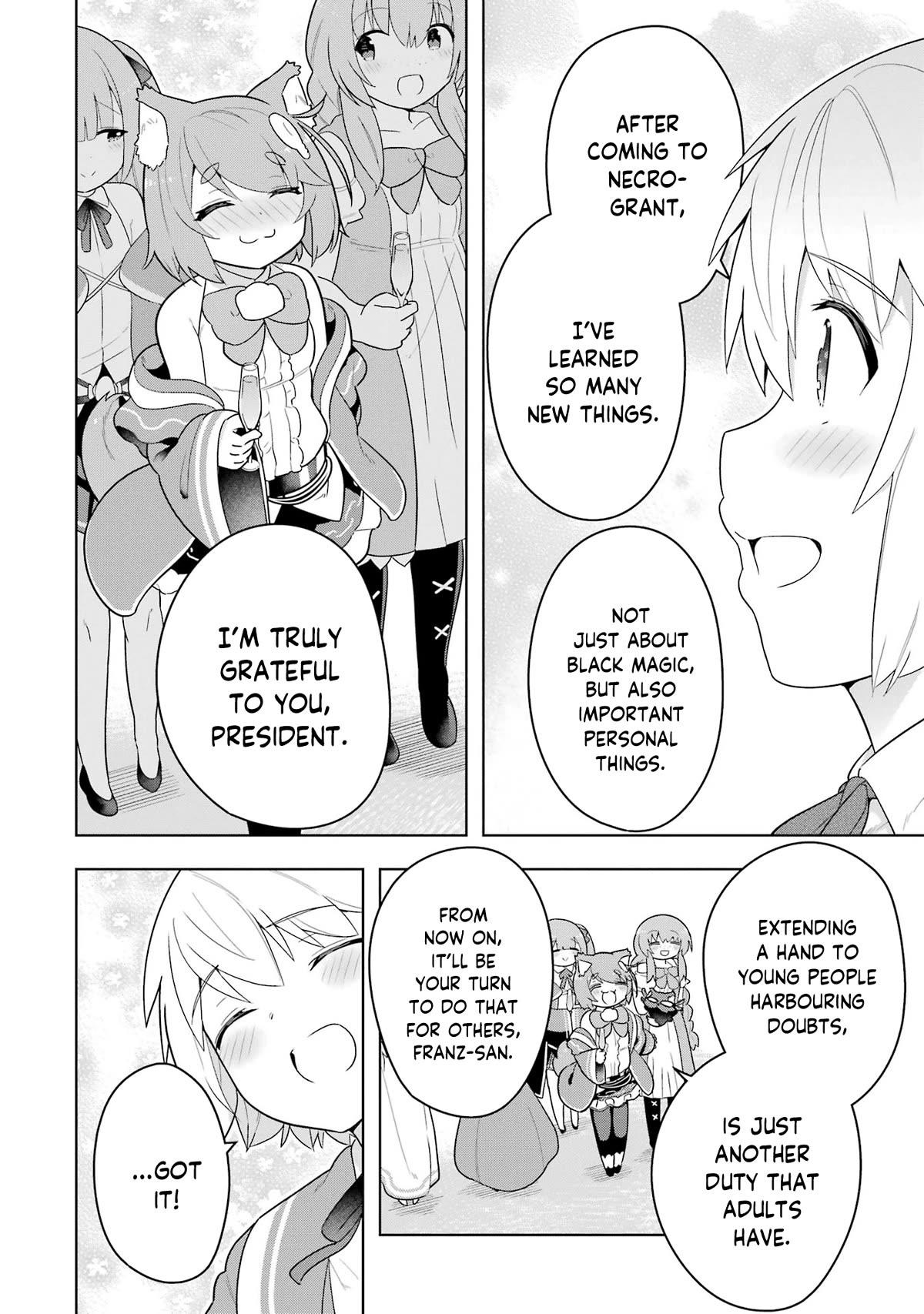 Though Young People Recoil From Entering the Black Magic Industry, I Found Its Treatment of Employees Quite Good When I Entered It, and the President and Familiar Are Cute Too So Everything Is Awesome! Chapter 46 page 14 - Chapter 46: Franz's Coming of Age Ceremony