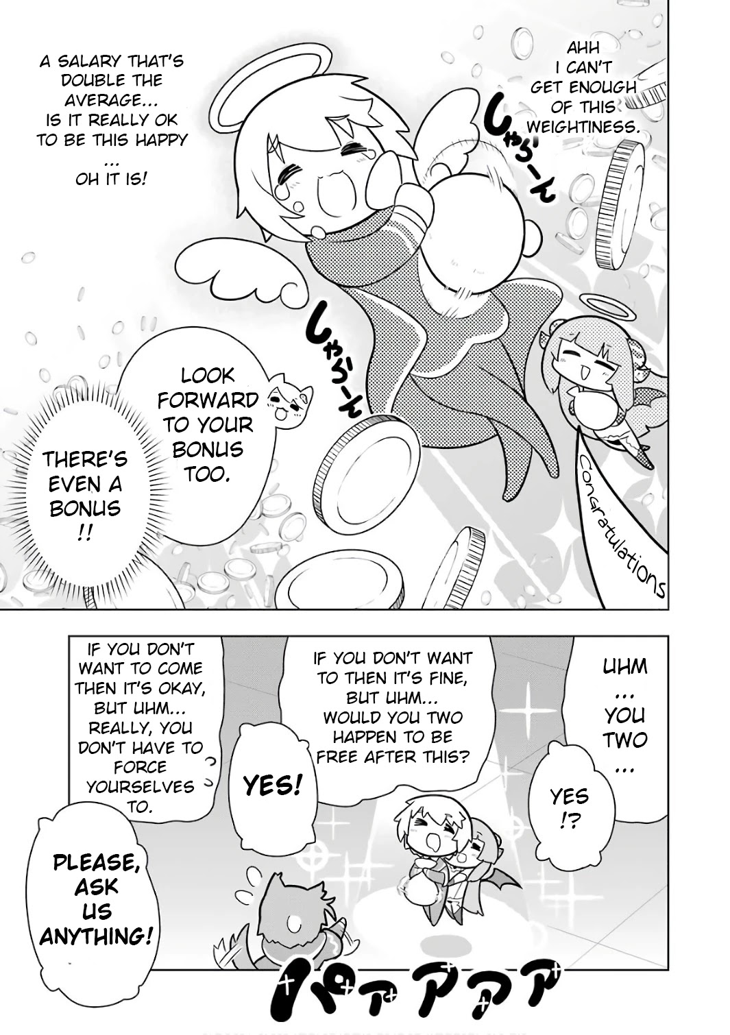 Though Young People Recoil From Entering the Black Magic Industry, I Found Its Treatment of Employees Quite Good When I Entered It, and the President and Familiar Are Cute Too So Everything Is Awesome! Chapter 5 page 19 - Chapter 5: Necro Grant has Great Pay and the President, Familiar and Senpai are all Cute. It's the Best.