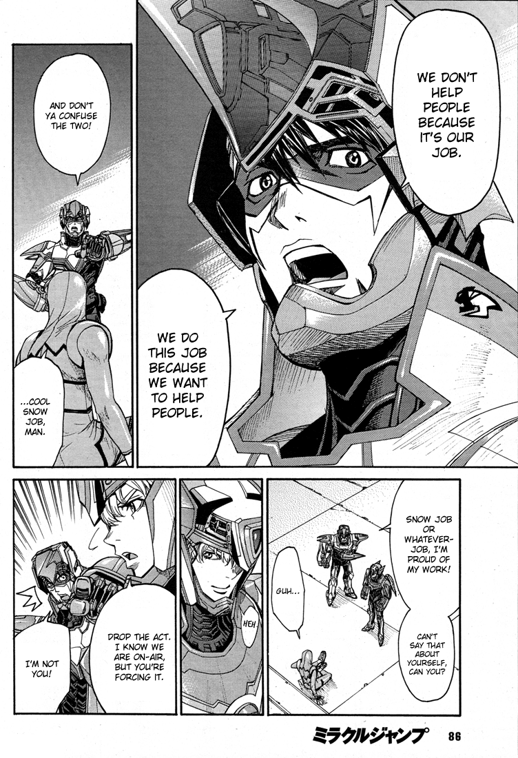 Tiger & Bunny Chapter 12 page 33 - Chapter 12: Look at the both sides of the shield. [sic]