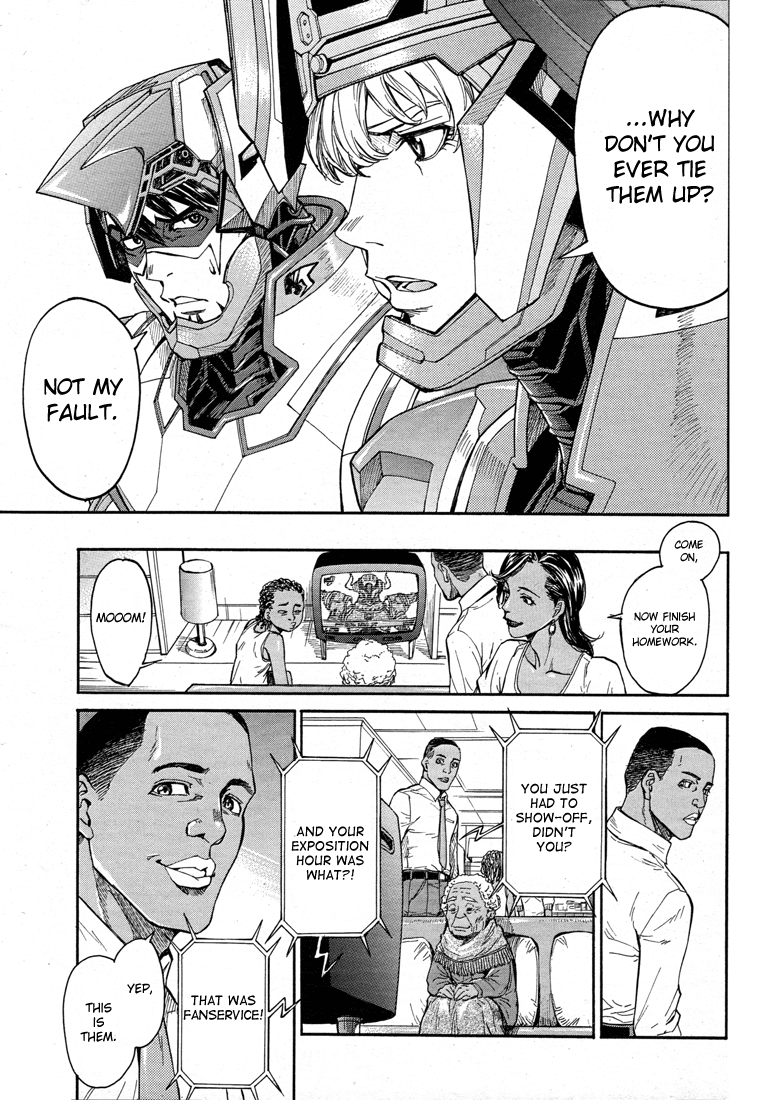 Tiger & Bunny Chapter 12 page 38 - Chapter 12: Look at the both sides of the shield. [sic]