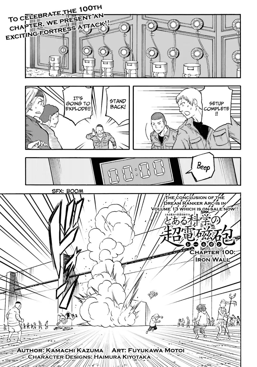 To Aru Kagaku no Railgun Chapter 100 page 1 - Chapter 100: Iron Wall