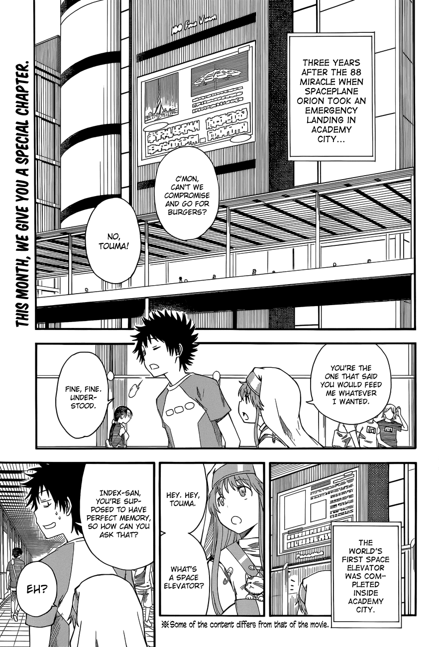 To Aru Kagaku no Railgun Chapter 56.5 page 1 - Chapter 56.5: The Miracle of Endymion Announcement