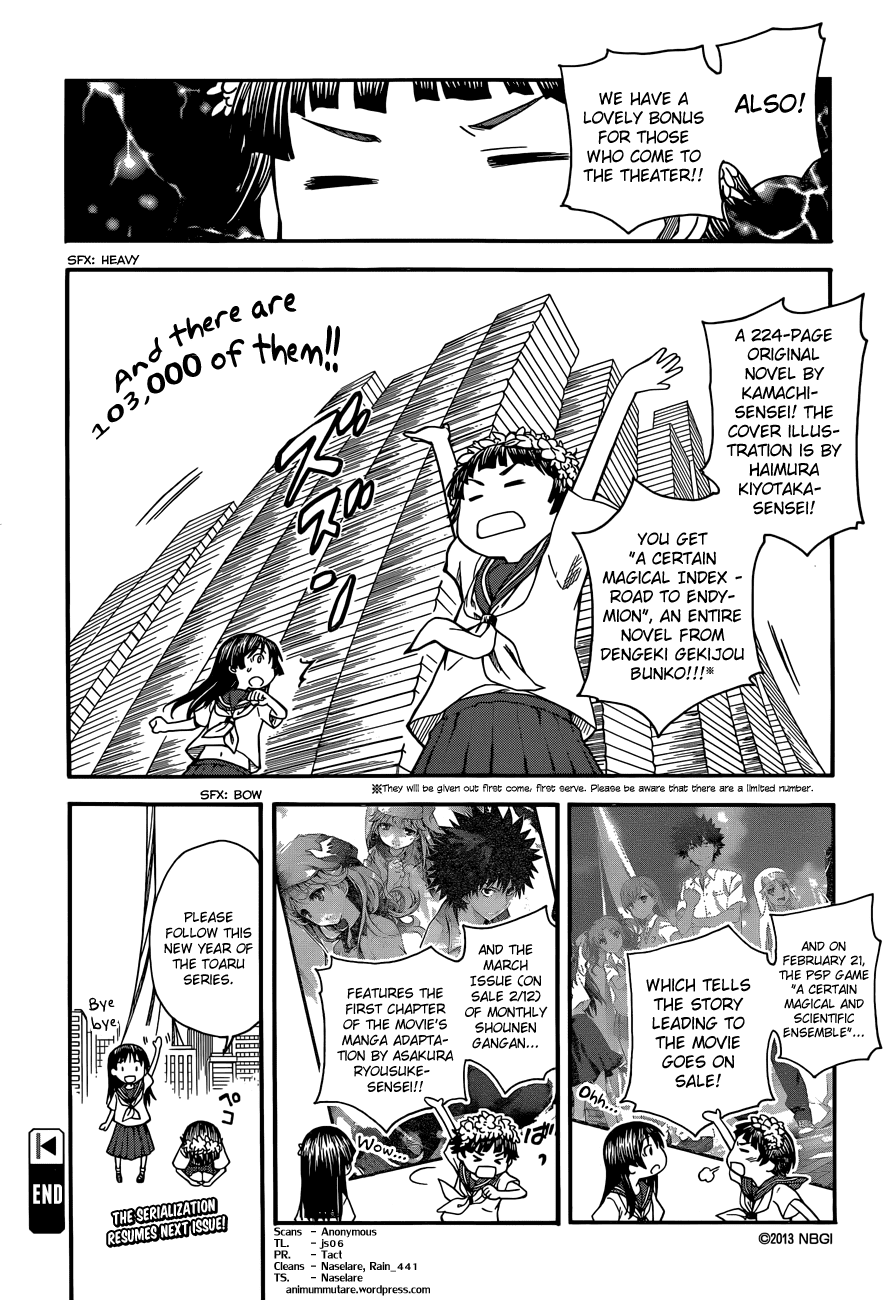 To Aru Kagaku no Railgun Chapter 56.5 page 15 - Chapter 56.5: The Miracle of Endymion Announcement