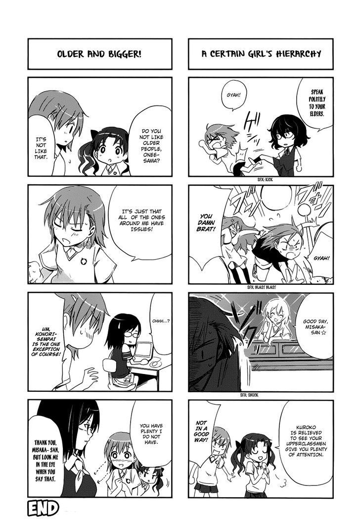 To Aru Majutsu no Index X To Aru Kagaku no Railgun 4Koma Anthology Chapter 11 page 10 - Chapter 11 : Kiyama Harumi's Unscientific Delusions