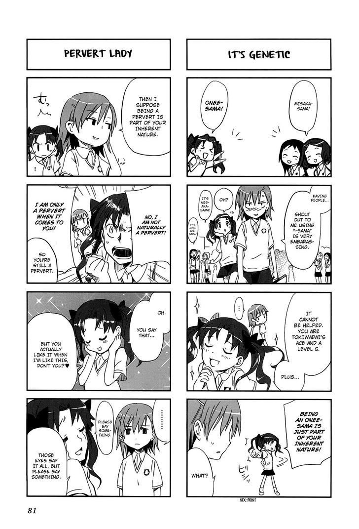 To Aru Majutsu no Index X To Aru Kagaku no Railgun 4Koma Anthology Chapter 11 page 8 - Chapter 11 : Kiyama Harumi's Unscientific Delusions