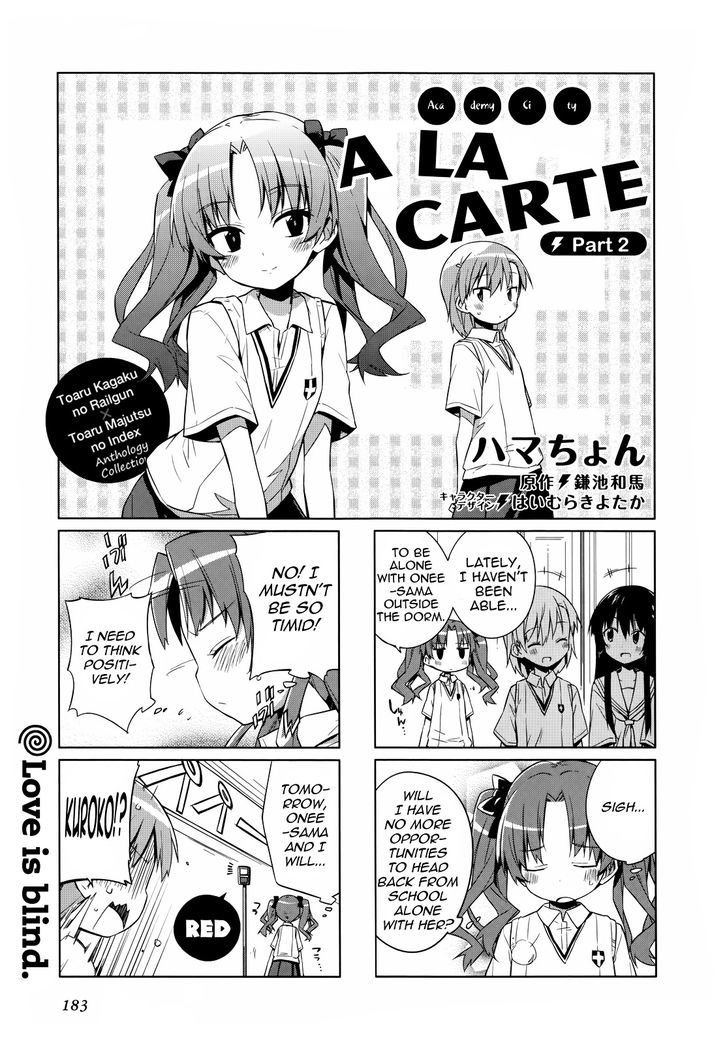 To Aru Majutsu no Index X To Aru Kagaku no Railgun 4Koma Anthology Chapter 21 page 1 - Chapter 21 : Academy City A LA CARTE (Part 2)
