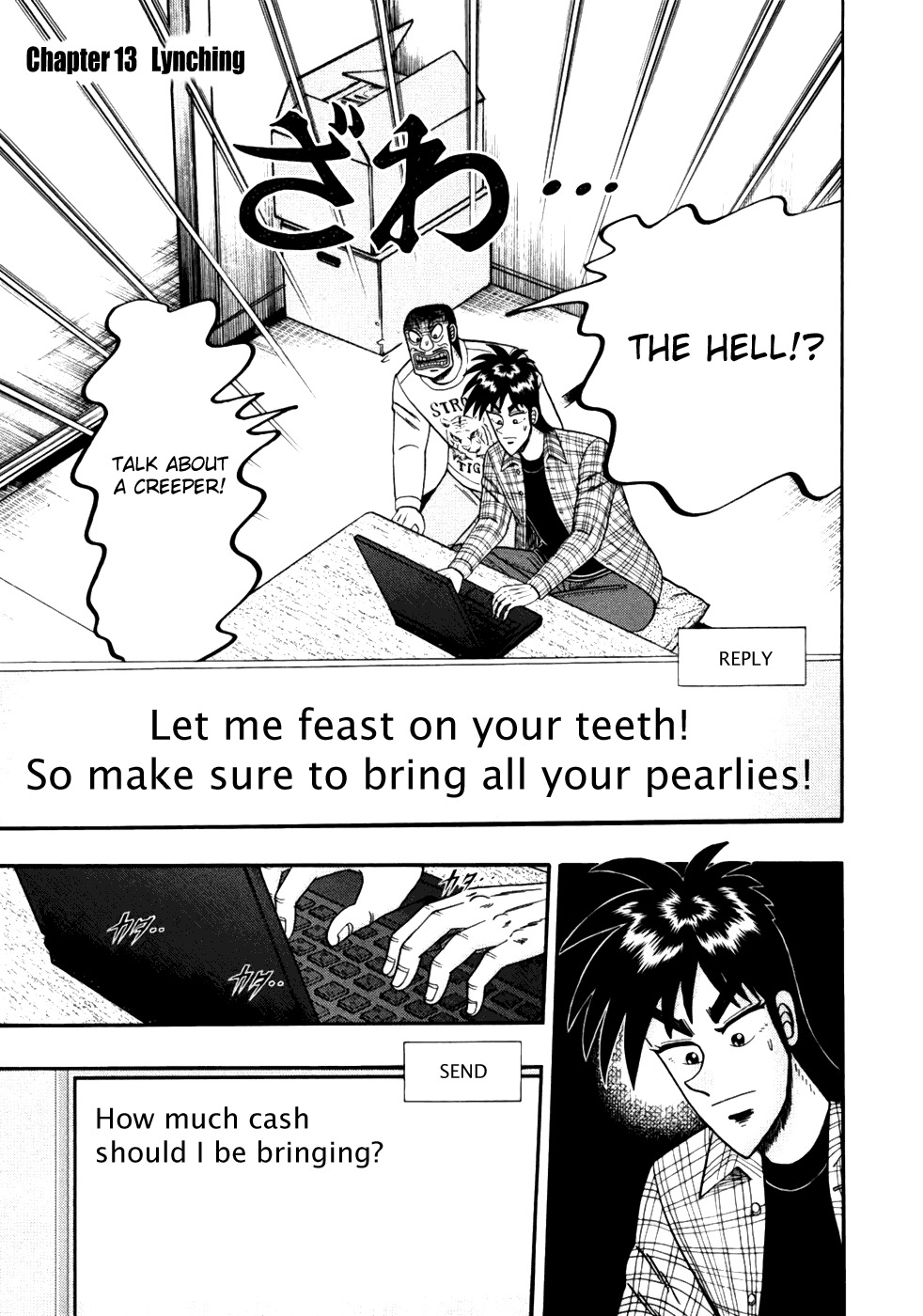 Tobaku Haouden Rei: Gyankihen Chapter 13 page 1 - Chapter 13: Lynching