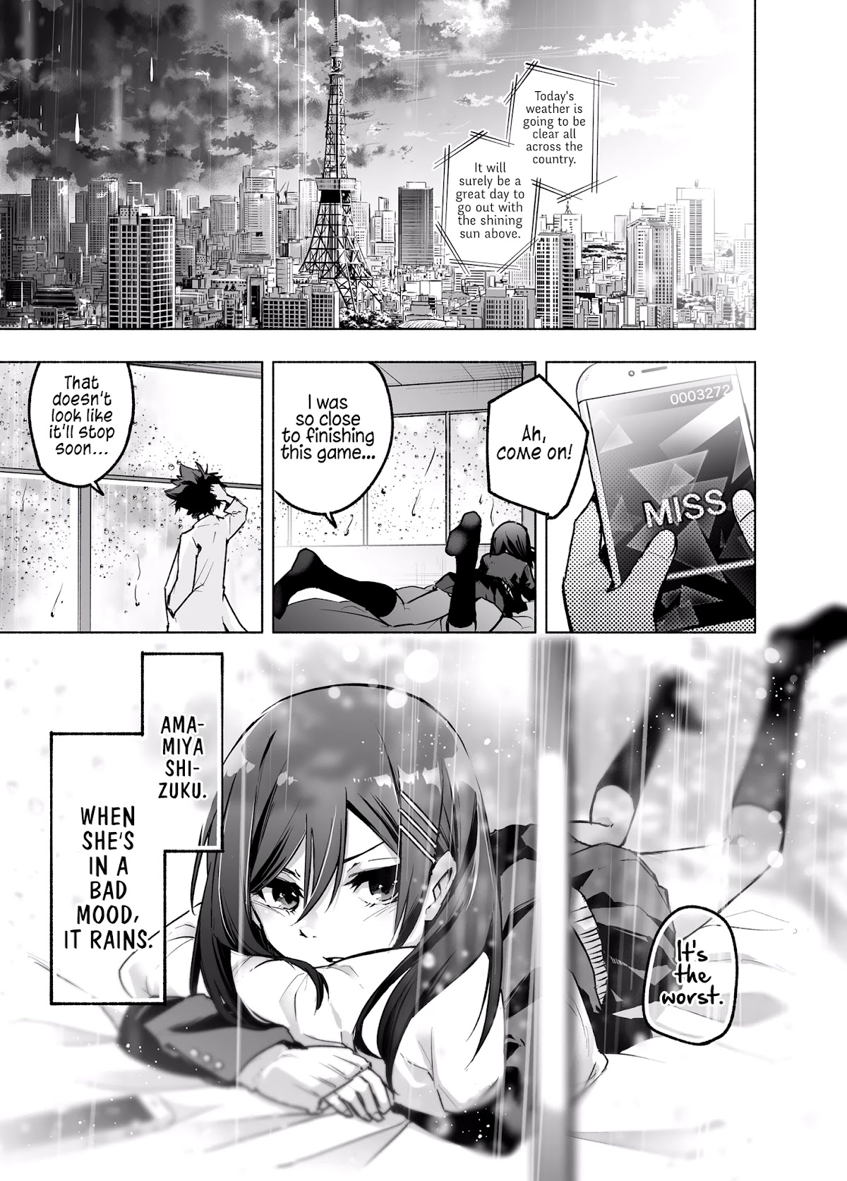 Together with the Rain Chapter 1 page 1 - Chapter 1: When she's in a bad mood, it rains.