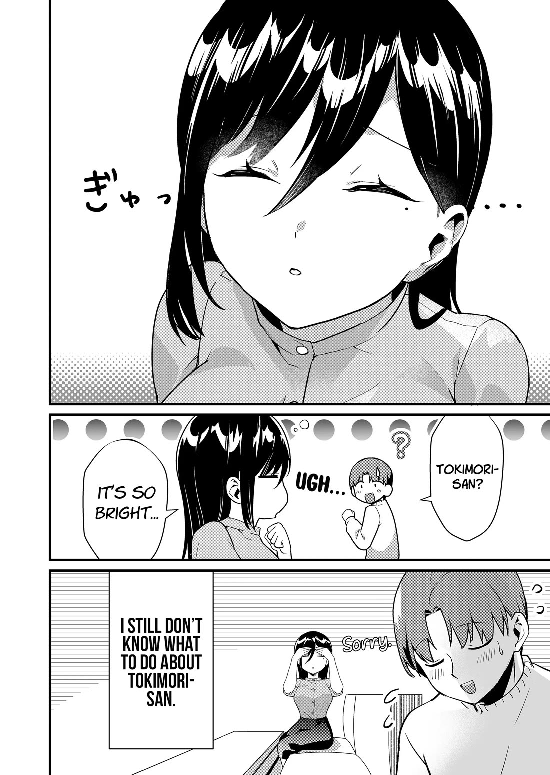 Tokimori-san Is Completely Defenseless!! Chapter 42 page 13 - Chapter 42: Tokimori-san replacing a light bulb