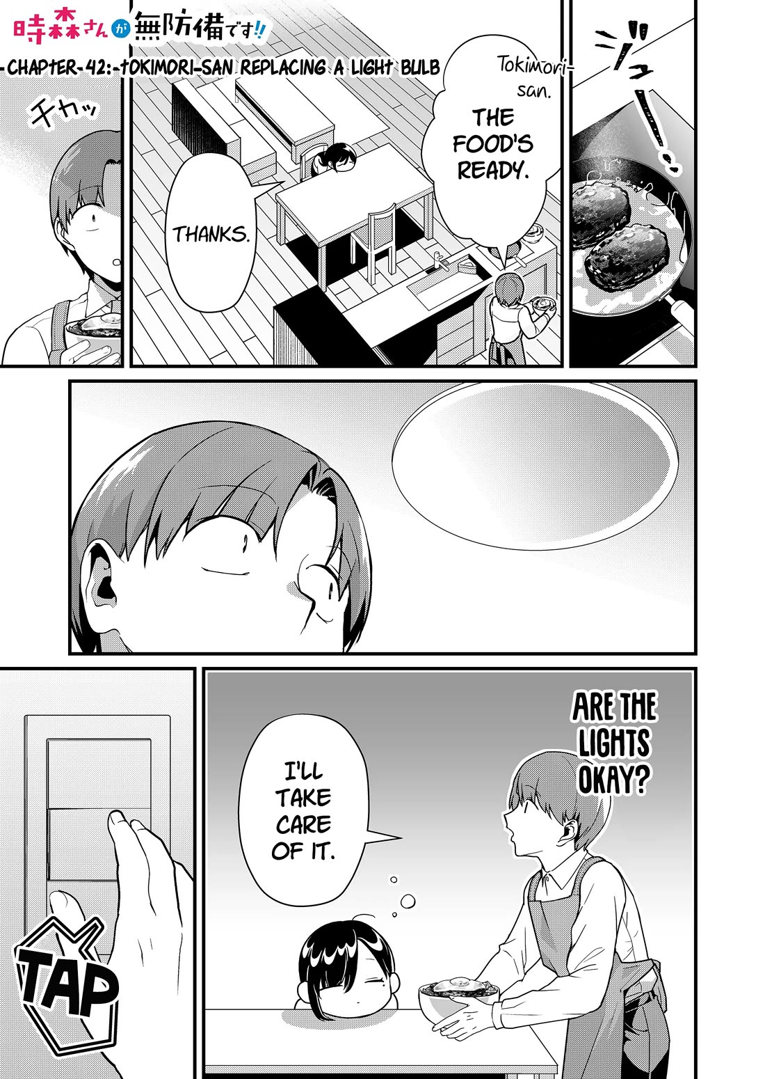 Tokimori-san Is Completely Defenseless!! Chapter 42 page 2 - Chapter 42: Tokimori-san replacing a light bulb