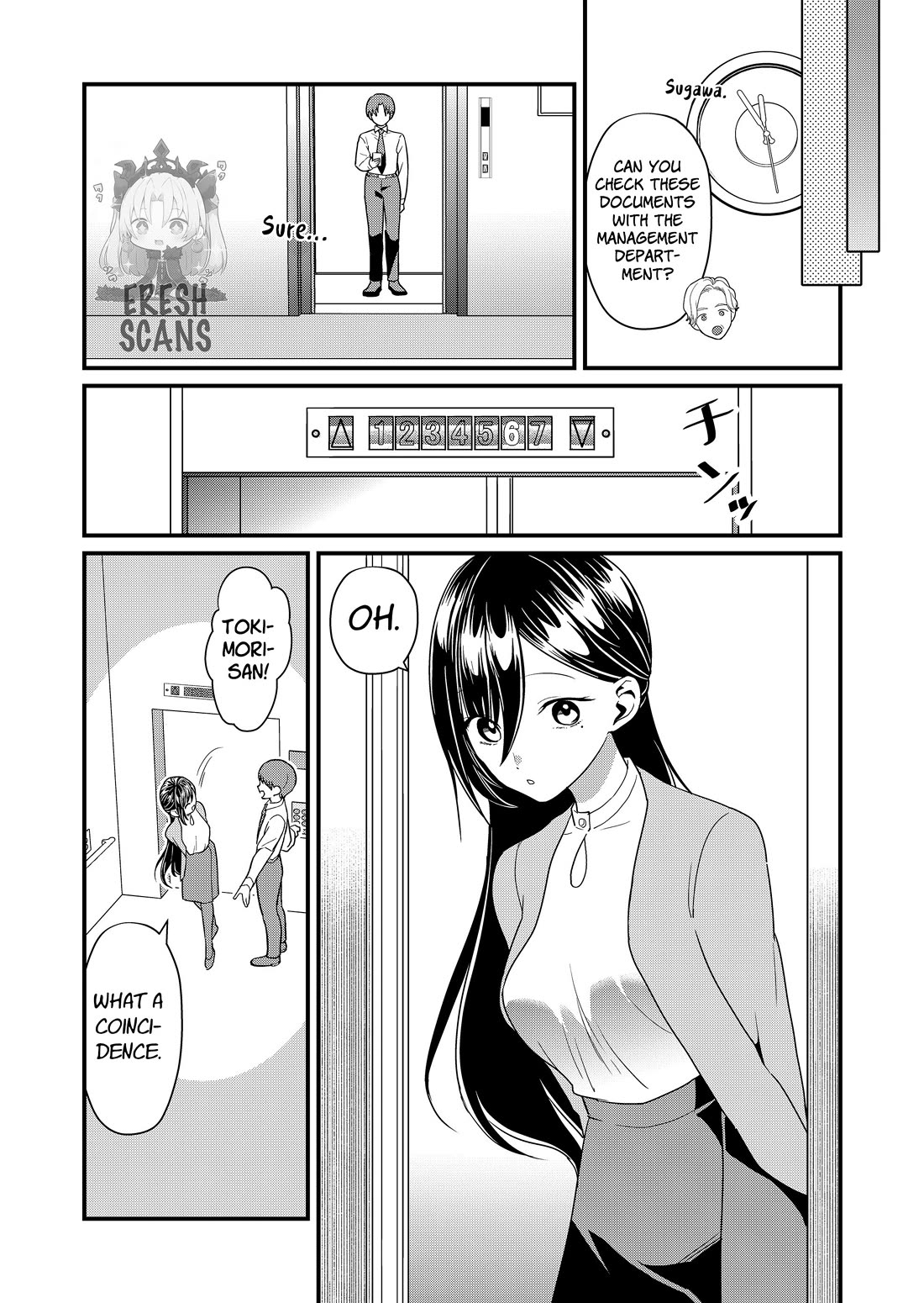 Tokimori-san Is Completely Defenseless!! Chapter 54 page 5 - Chapter 54: Tokimori-san and elevator