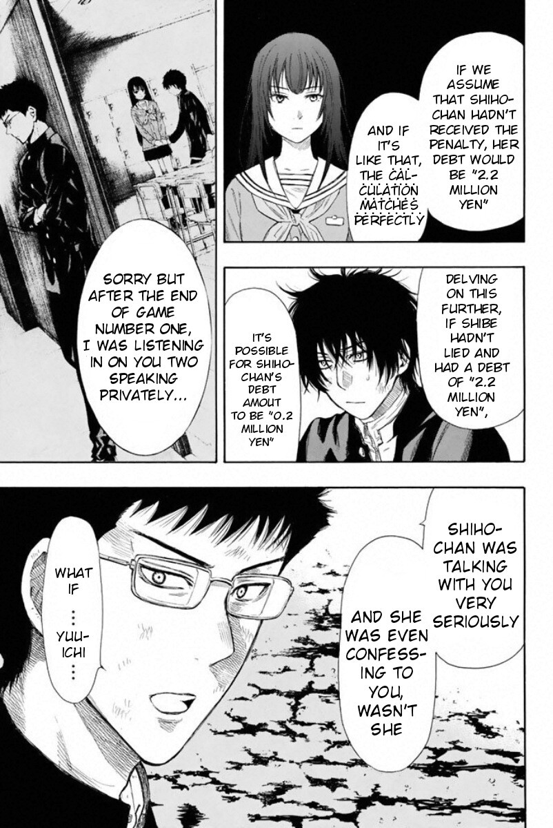 Tomodachi Game Chapter 13 page 15 - Chapter 13: You Guys' Group C's Current Debt Total is "10.8" Million Yen...