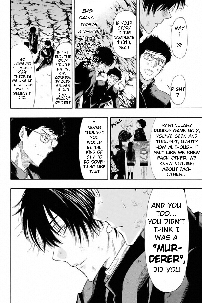 Tomodachi Game Chapter 13 page 18 - Chapter 13: You Guys' Group C's Current Debt Total is "10.8" Million Yen...