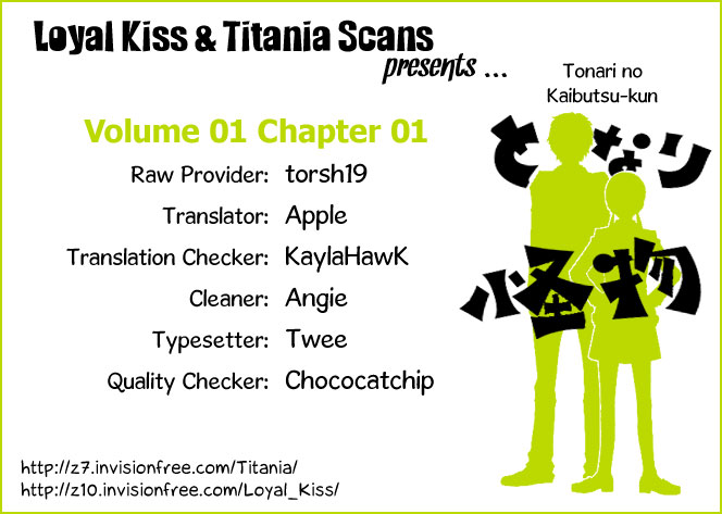 Tonari no Kaibutsu-kun Chapter 1 page 1 - Chapter 1: My Neighbour Is Yoshida