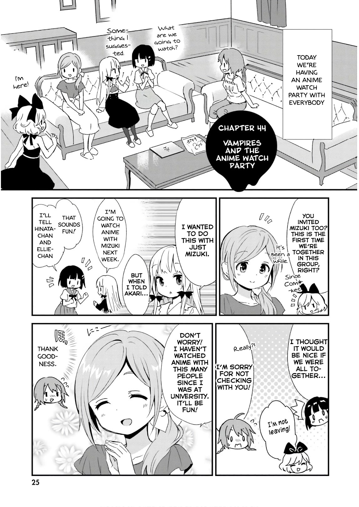 Tonari no Kyuuketsuki-san Chapter 44 page 1 - Chapter 44: Vampires and the Anime Watch Party