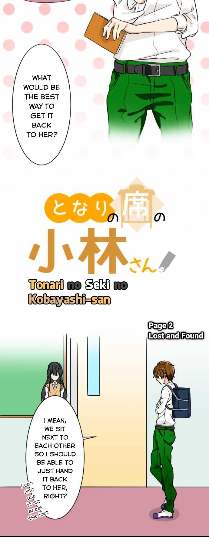 Tonari no Seki no Kobayashi-san Chapter 2 page 3 - Chapter 2 : Page 2. Lost and Found