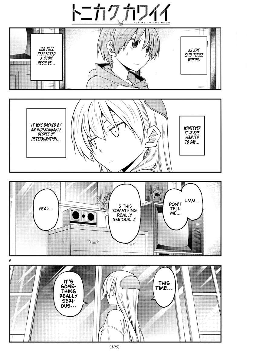 Tonikaku Cawaii Chapter 221 page 6 - Chapter 221: What’s the difference between a big secret and a Zippo? One’s pretty heavy, and the other’s a little lighter.