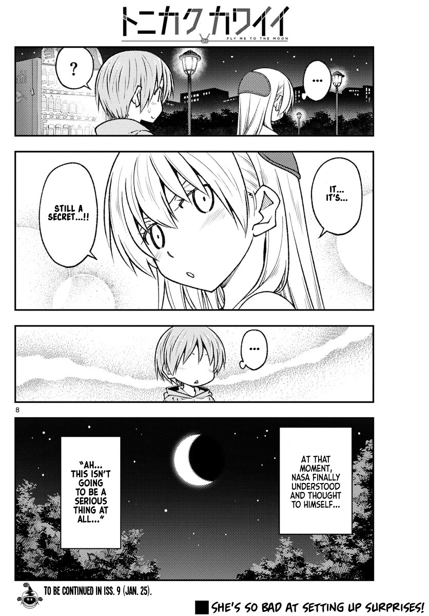 Tonikaku Cawaii Chapter 221 page 8 - Chapter 221: What’s the difference between a big secret and a Zippo? One’s pretty heavy, and the other’s a little lighter.