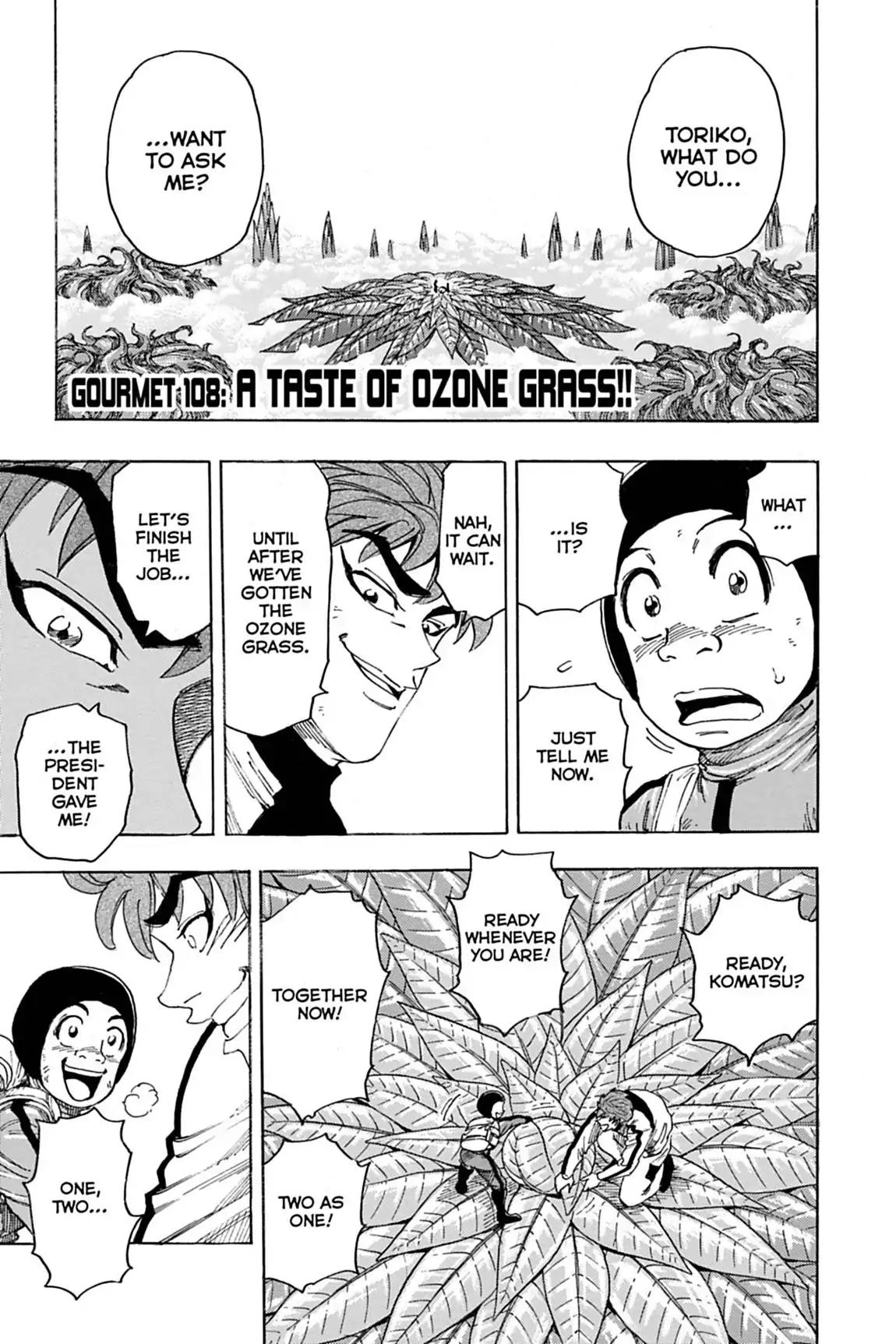 Toriko Chapter 108 page 1 - Chapter 108: Vol.13 Gourmet 108: A Taste of Ozone Grass!!