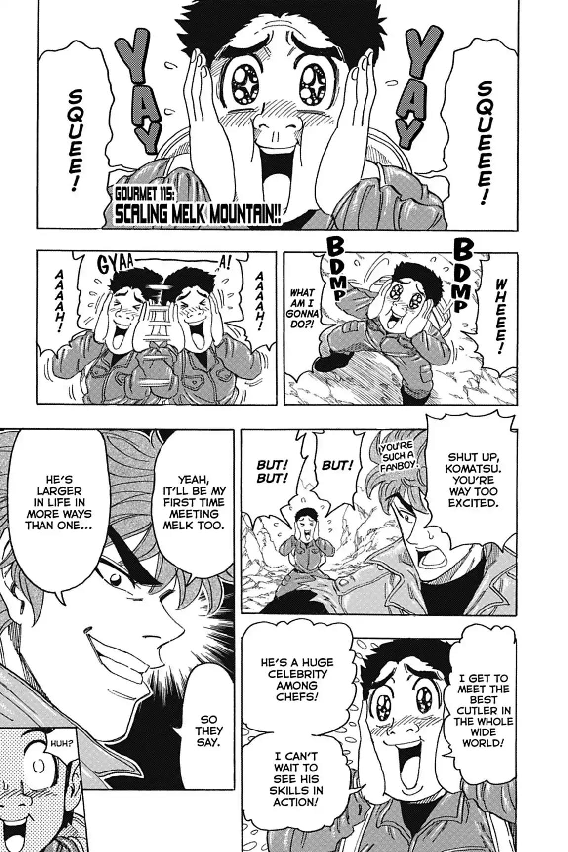 Toriko Chapter 115 page 1 - Chapter 115: Vol.13 Gourmet 115: Scaling Melk Mountain!!