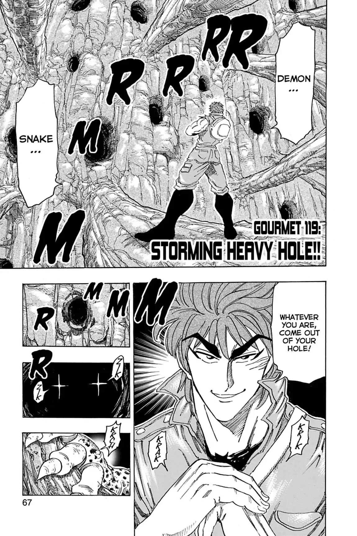 Toriko Chapter 119 page 1 - Chapter 119: Vol.14 Gourmet 119: Storming Heavy Hole!!