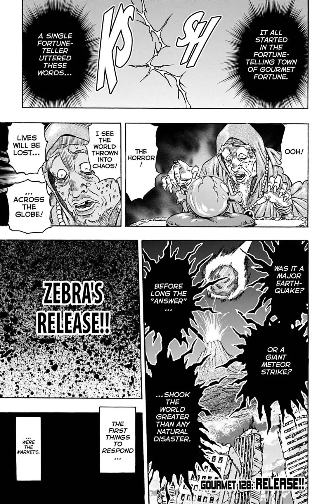 Toriko Chapter 128 page 1 - Chapter 128: Vol.15 Gourmet 128: Release!!