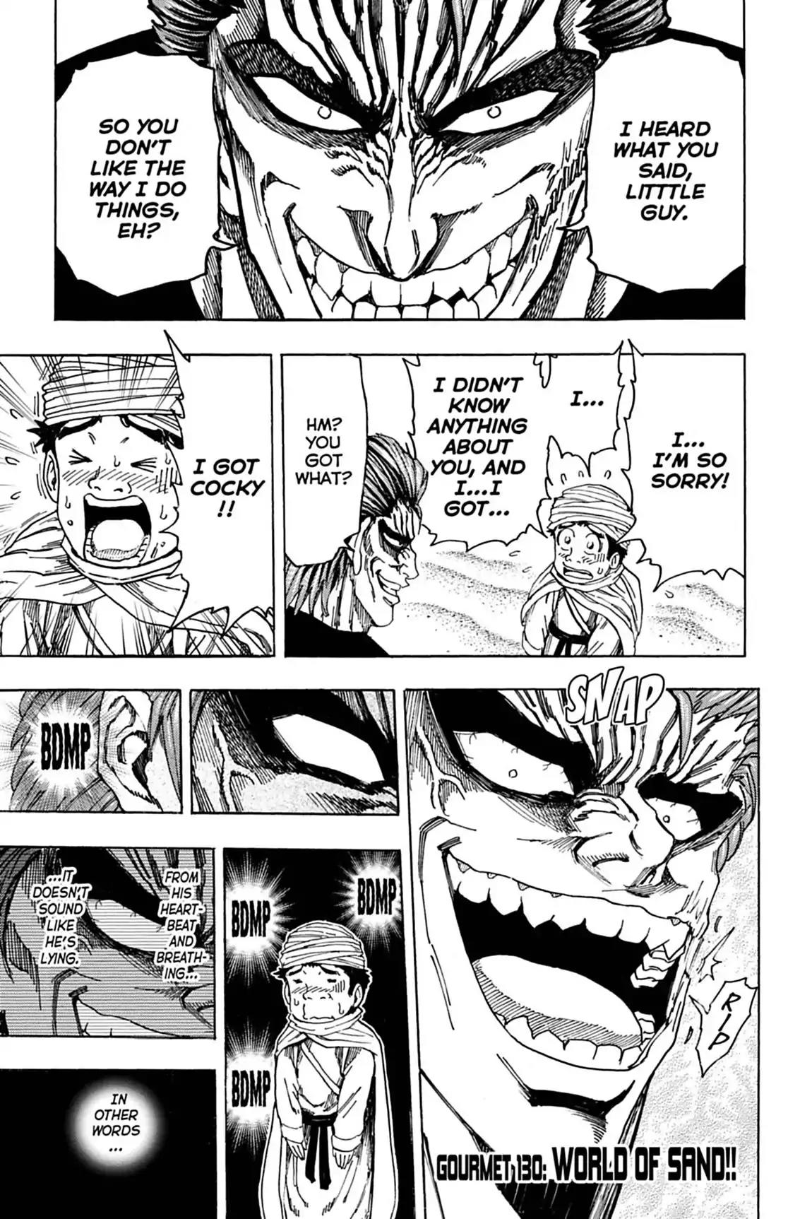 Toriko Chapter 130 page 1 - Chapter 130: Vol.15 Gourmet 130: World of Sand!!