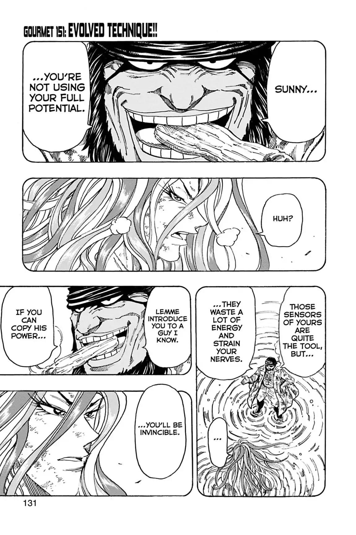 Toriko Chapter 151 page 1 - Chapter 151: Vol.17 Gourmet 151: Evolved Technique!!