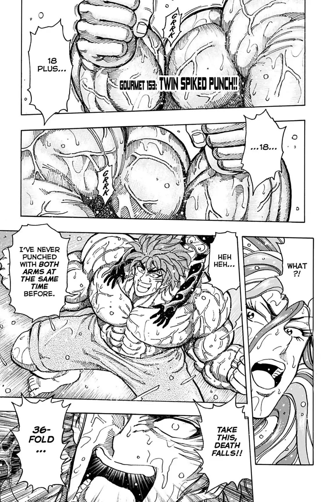Toriko Chapter 153 page 1 - Chapter 153: Vol.17 Gourmet 153: Twin Spiked Punch!!