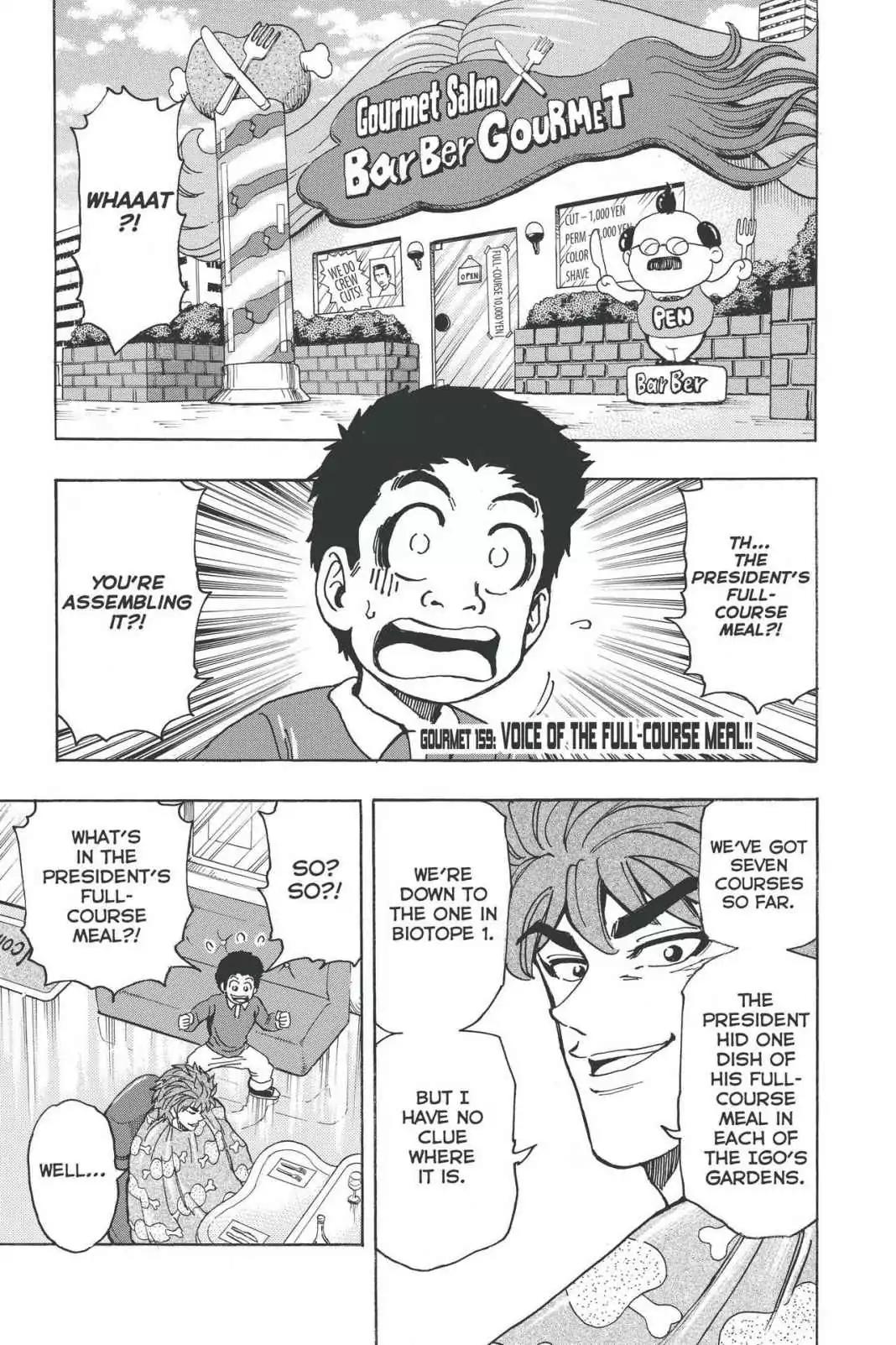 Toriko Chapter 159 page 1 - Chapter 159: Vol.18 Gourmet 159: Voice of the Full-Course Meal!!