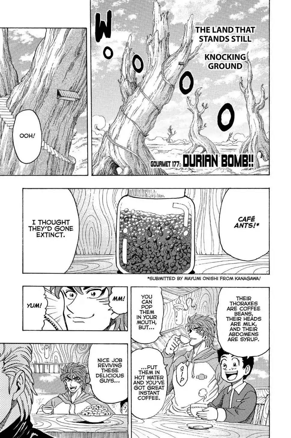 Toriko Chapter 177 page 1 - Chapter 177: Vol.20 Gourmet 177: Durian Bomb!!