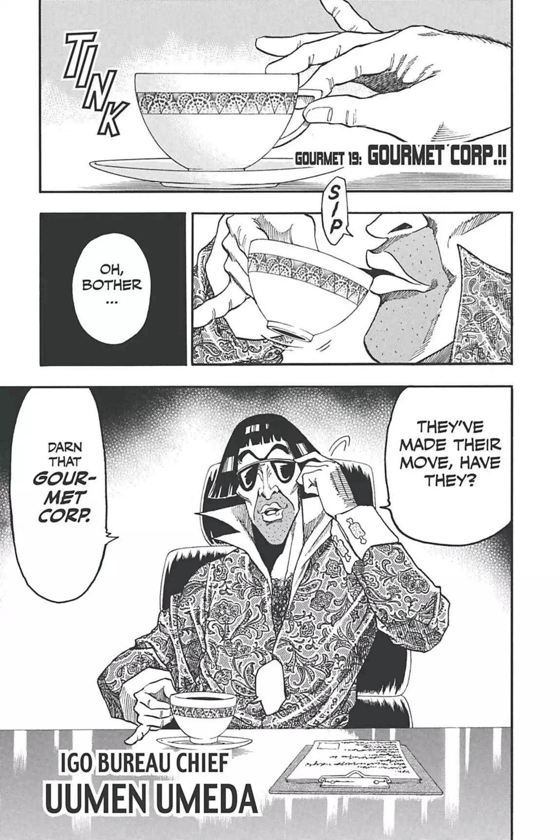 Toriko Chapter 19 page 1 - Chapter 19: Vol.3 Gourmet 19: Gourmet Corp.!!