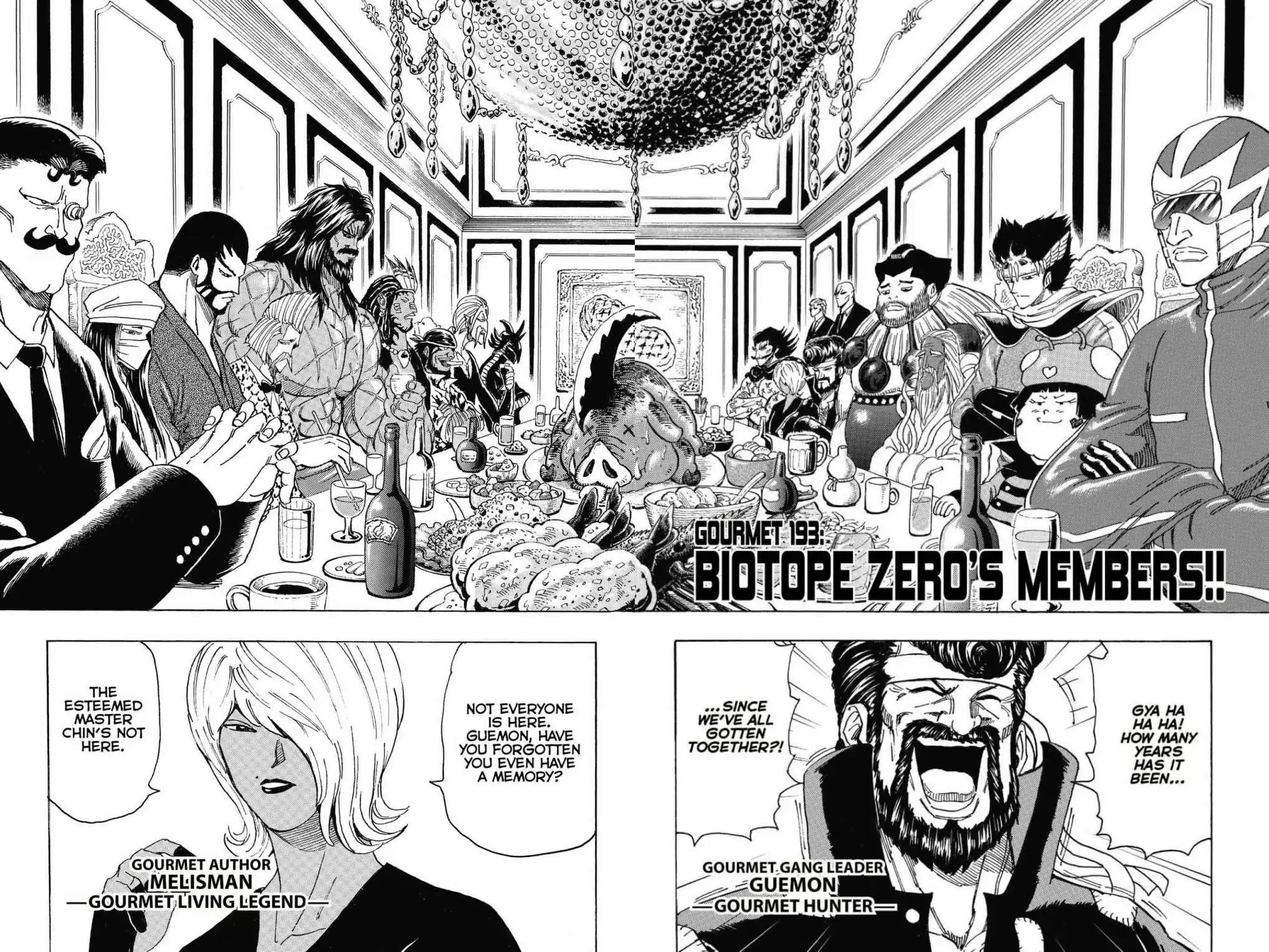 Toriko Chapter 193 page 2 - Chapter 193: Vol.22 Gourmet 193: Biotope Zero's Members!!