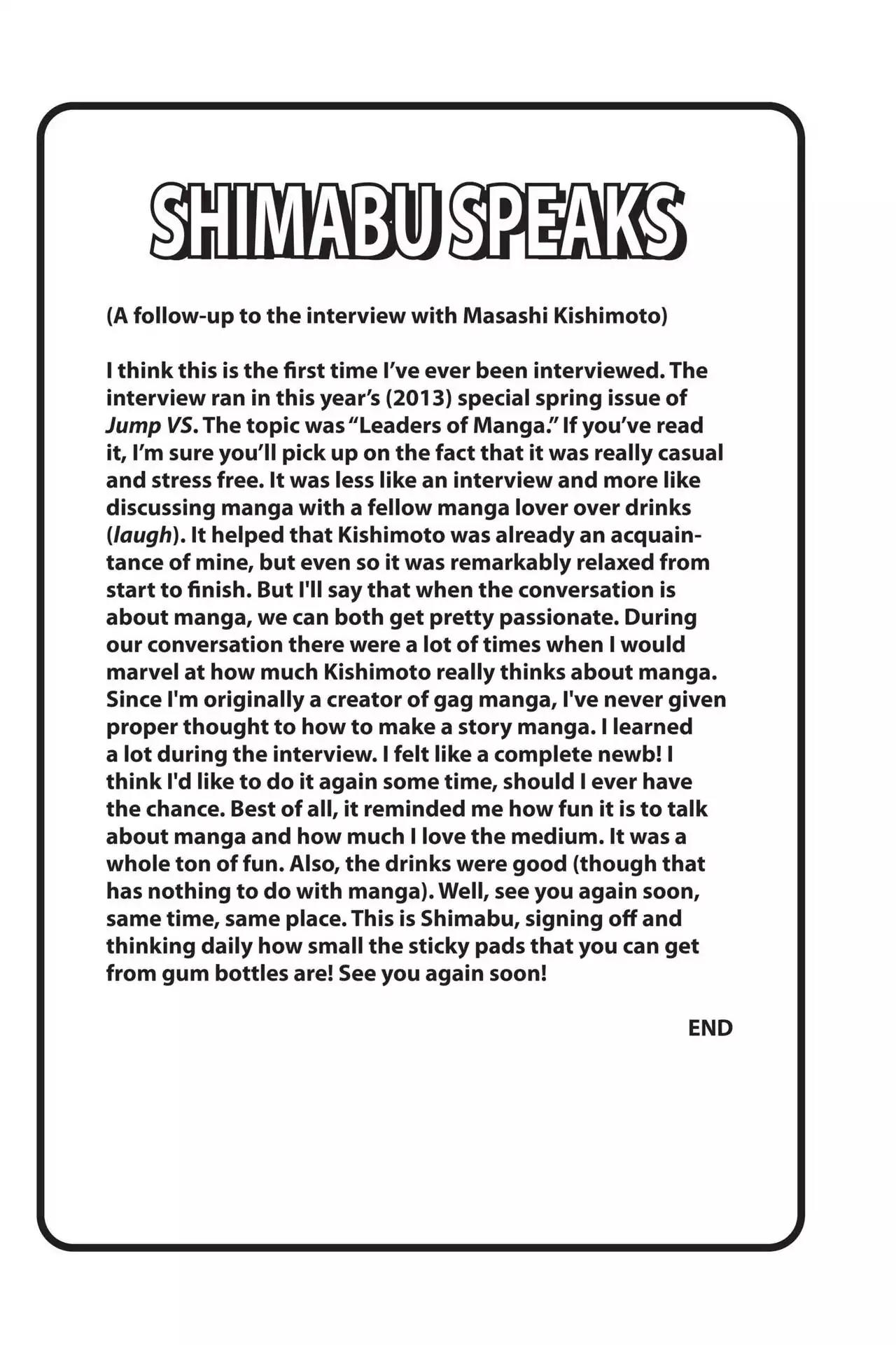 Toriko Chapter 216.5 page 12 - Vol.24 Special Interview with Mitsutoshi Shimabukuro & Masashi Kishimoto
