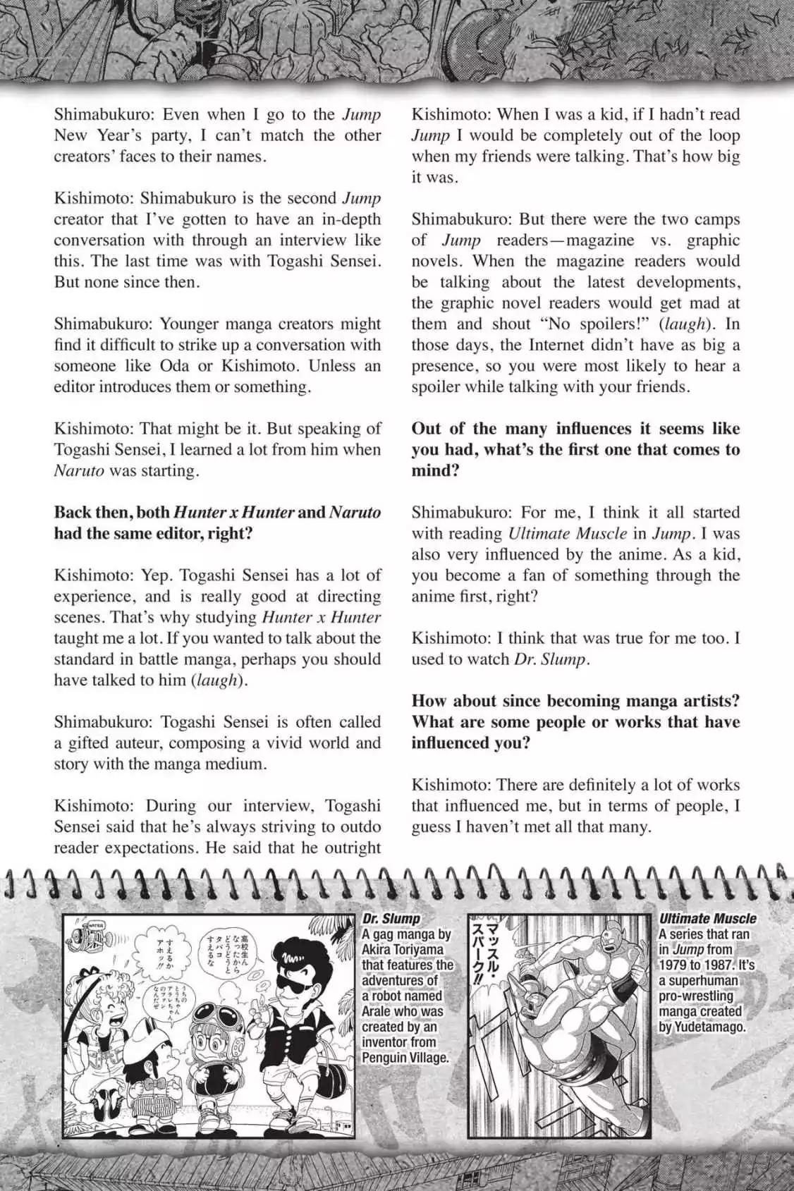 Toriko Chapter 216.5 page 3 - Vol.24 Special Interview with Mitsutoshi Shimabukuro & Masashi Kishimoto
