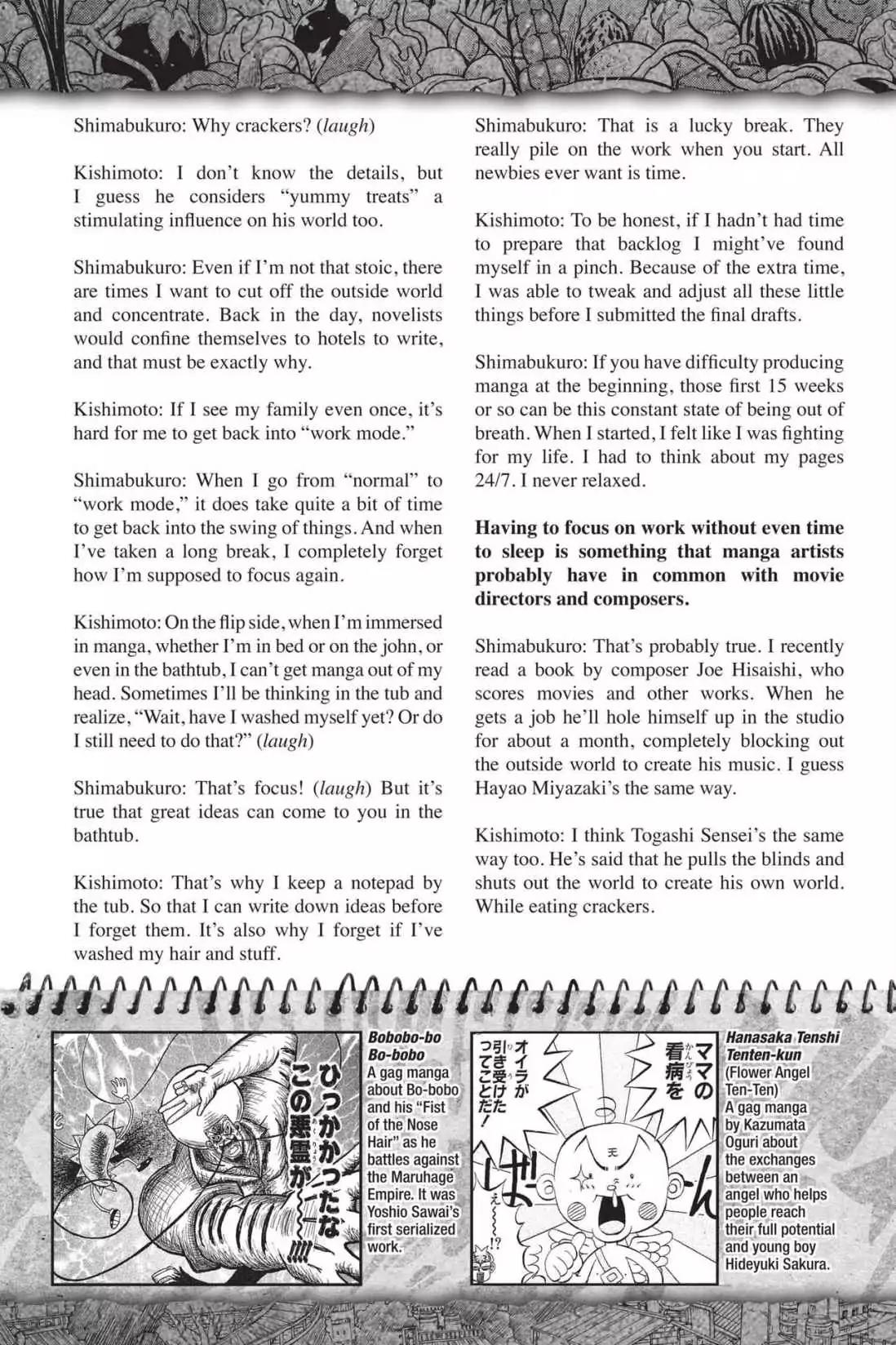 Toriko Chapter 216.5 page 6 - Vol.24 Special Interview with Mitsutoshi Shimabukuro & Masashi Kishimoto