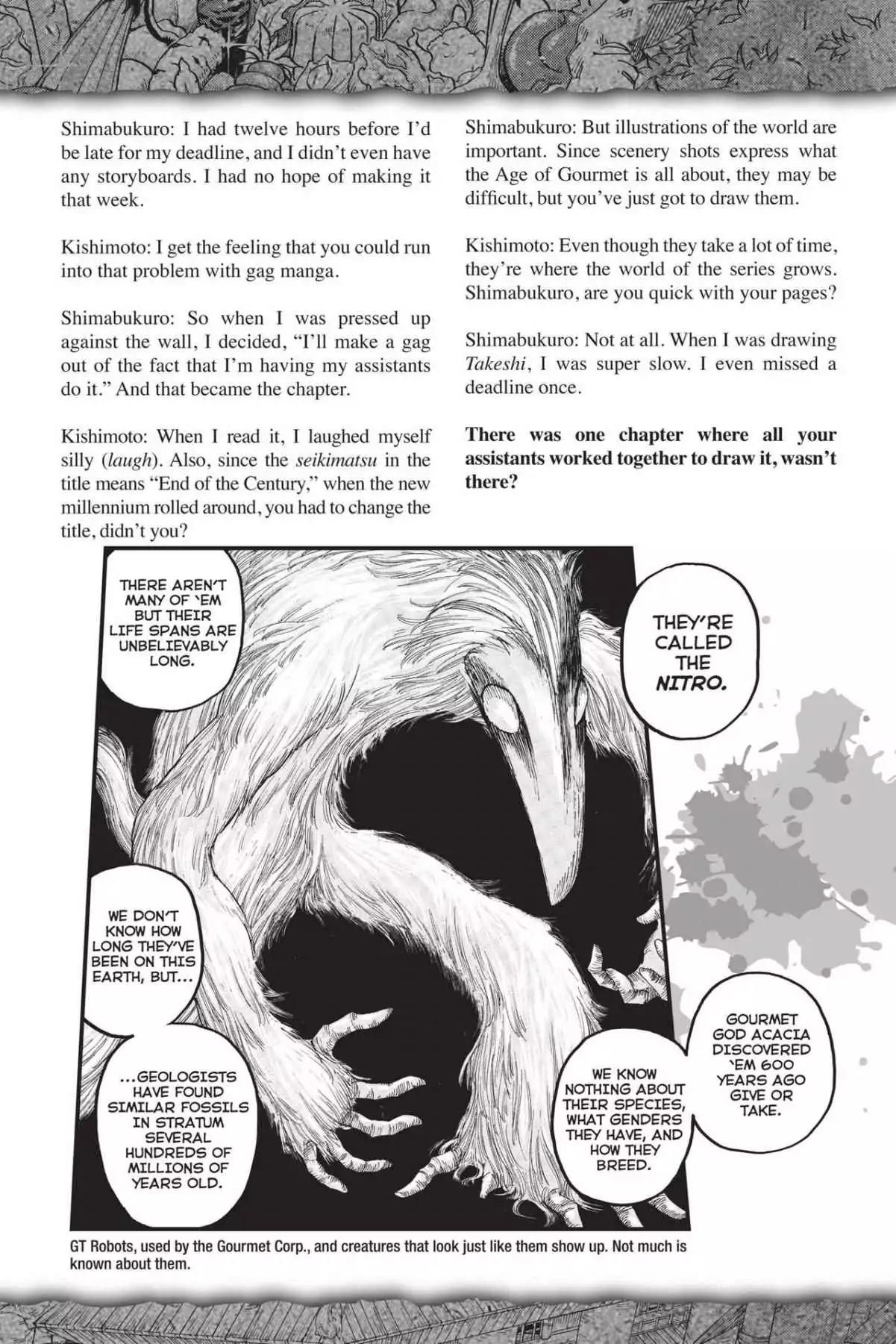Toriko Chapter 216.5 page 9 - Vol.24 Special Interview with Mitsutoshi Shimabukuro & Masashi Kishimoto