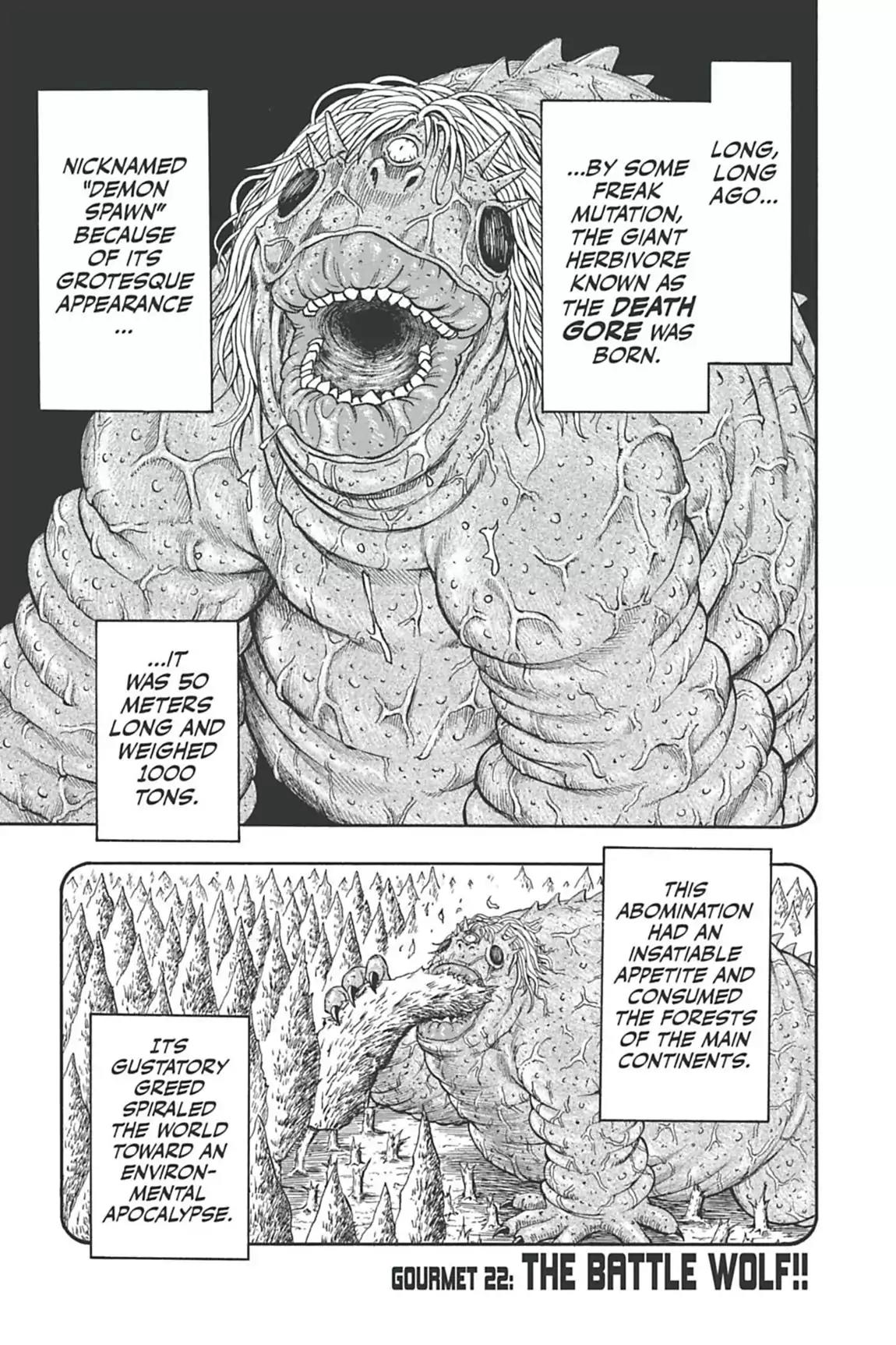 Toriko Chapter 22 page 1 - Chapter 22: Vol.3 Gourmet 22: The Battle Wolf!!
