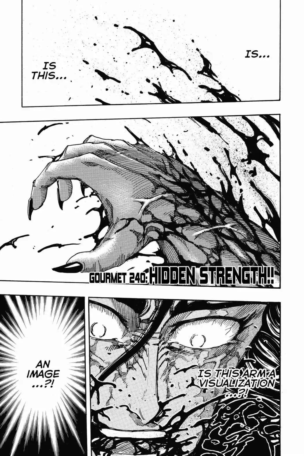 Toriko Chapter 240 page 1 - Chapter 240: Vol.27 Gourmet 240: Hidden Strength!!