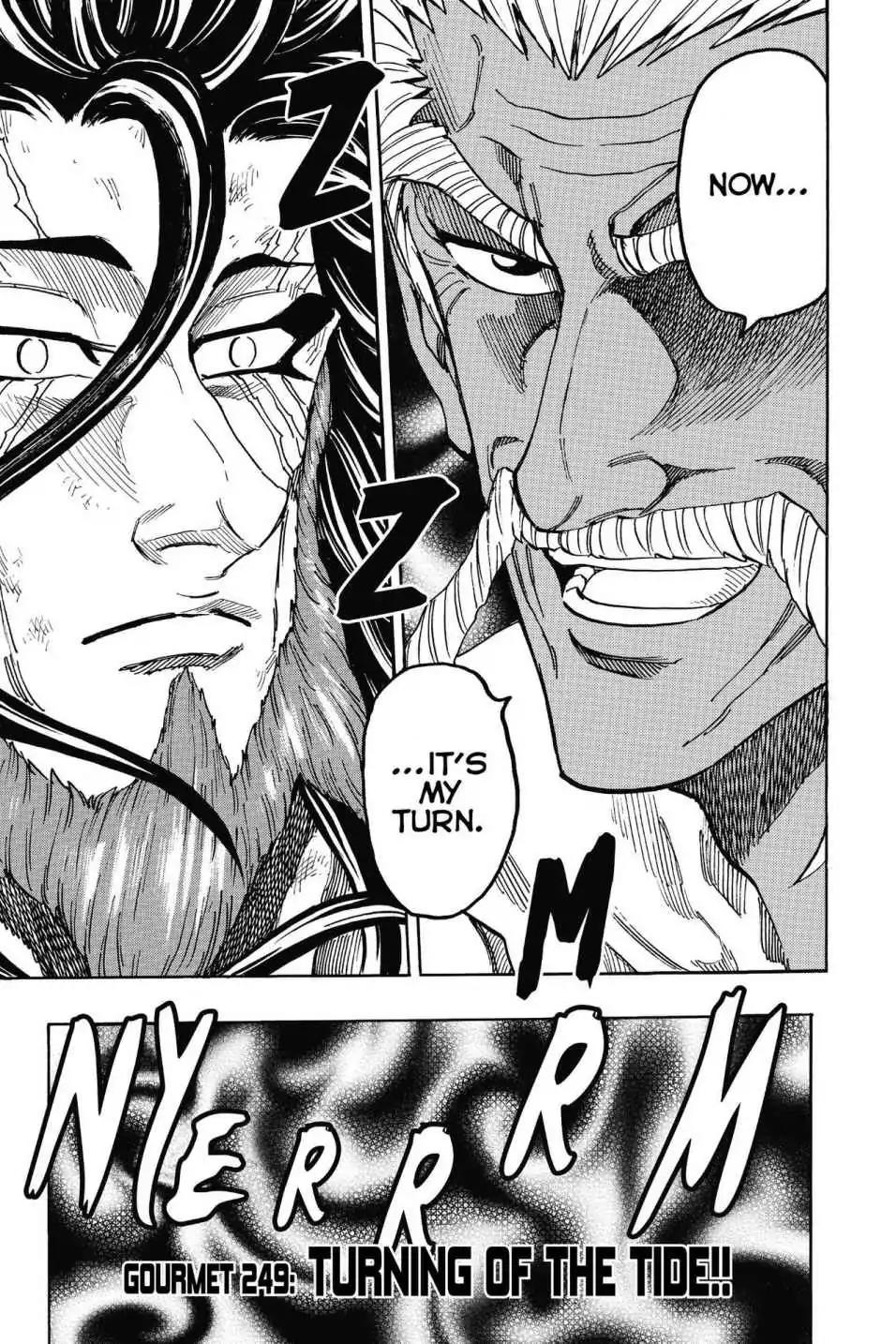 Toriko Chapter 249 page 1 - Chapter 249: Vol.28 Gourmet 249: Turning of the Tide!!