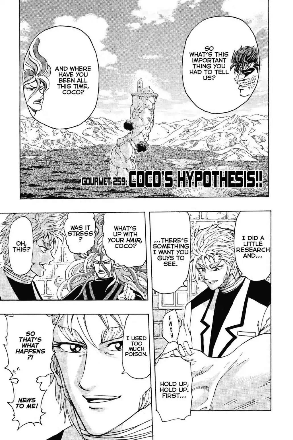 Toriko Chapter 259 page 1 - Chapter 259: Vol.29 Gourmet 259: Coco's Hypothesis!!