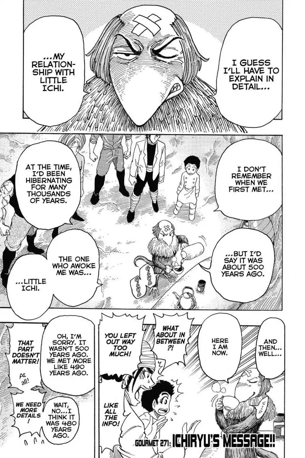Toriko Chapter 271 page 1 - Chapter 271: Vol.30 Gourmet 271: Ichiryu's Message!!