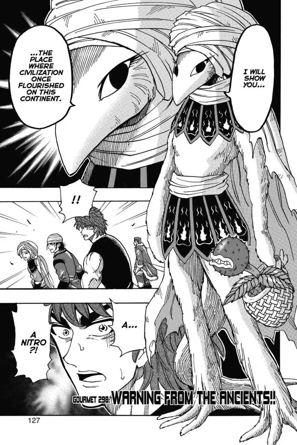 Toriko Chapter 298 page 1 - Chapter 298: Vol.33 Gourmet 298: Warning from the Ancients!!